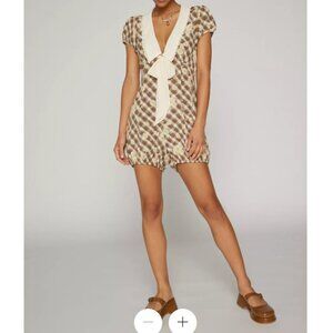 Kimchi Blue Urban Outfitters Romper Giovanna Collared Gingham Women's Small New